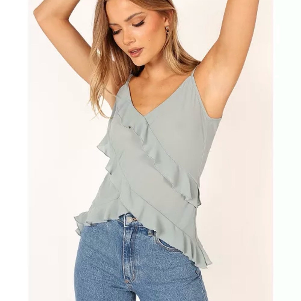 NWT Petal & Pup Marlow Frill Cami Sage